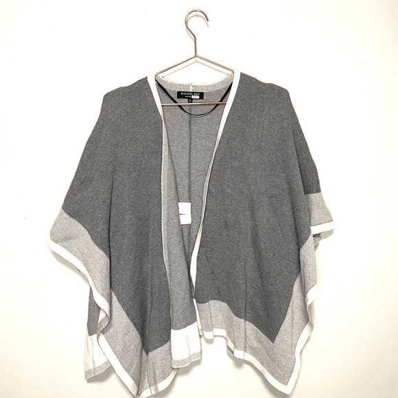 Rachel Roy Collection Gray Combo Colorblock Open Short Sleeve Shawl Size Large - Picture 5 of 11